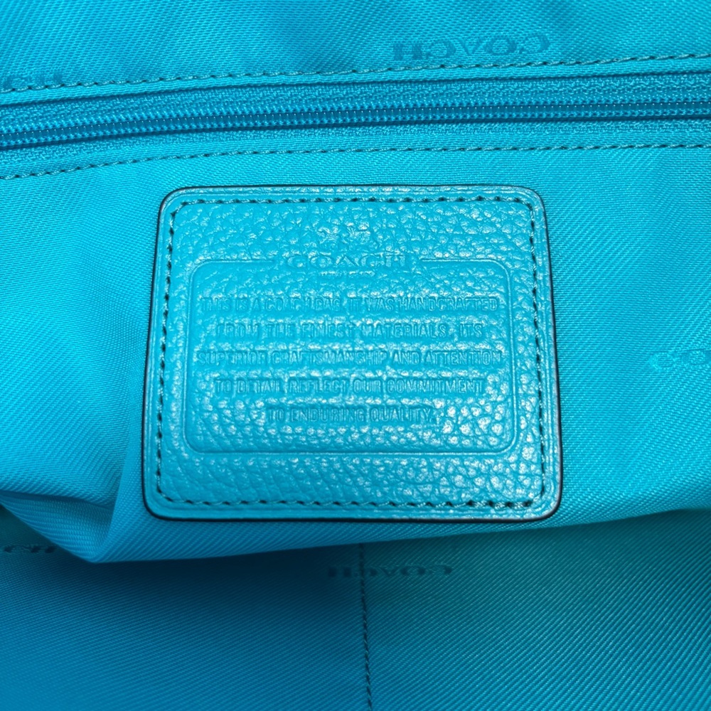 NWT Coach Pebble Primrose Satchel in Turquoise - Picture 5 of 11